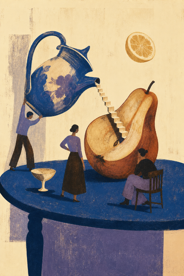 Blue Table Study Surreal Still Life Wall Art Print