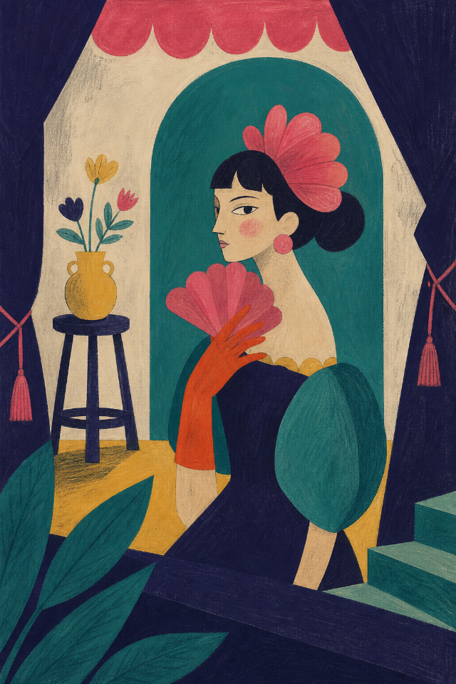 Figure in Bloom Portrait Art Print original wall art print