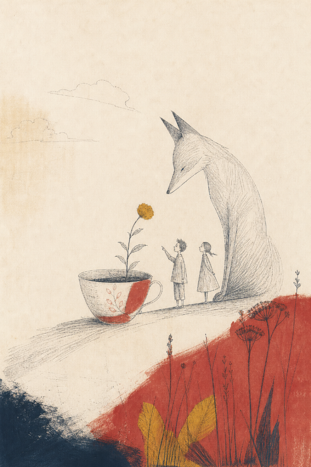 Garden Companion Cactus Teacup Wall Art Print original wall art print