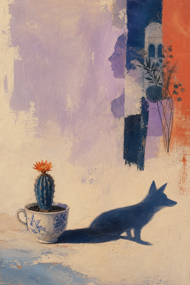 Mischief Study Cactus Teacup Wall Art Print original wall art print