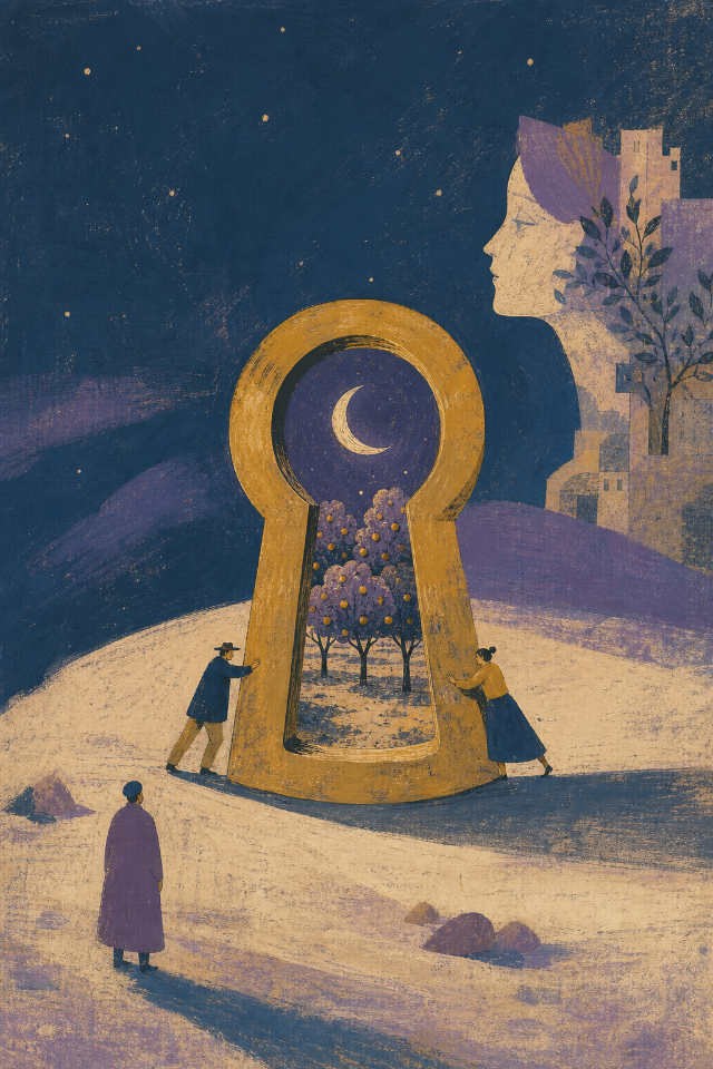 Moon Index Brass Keyhole Wall Art Print original wall art print
