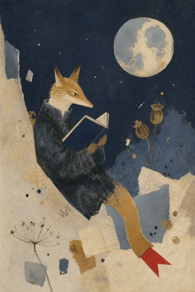 Moon Index Fox Night Sky Wall Art Print