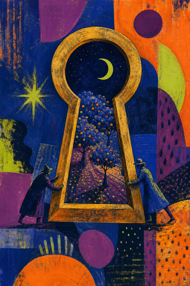 Night Signal Moon Keyhole Wall Art Print original wall art print