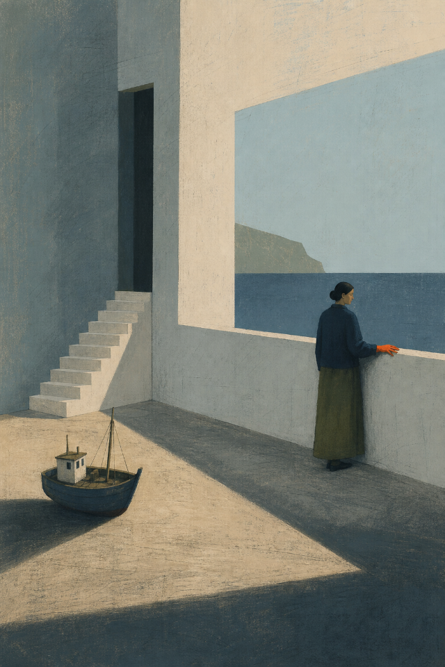Three-quarter Study Harbor Woman Wall Art Print original wall art print