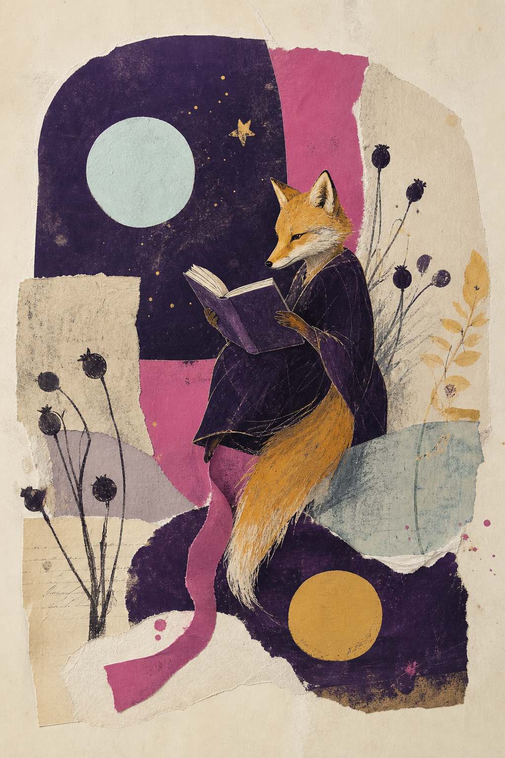 Quiet Orbit Moonlit Fox Wall Art Print